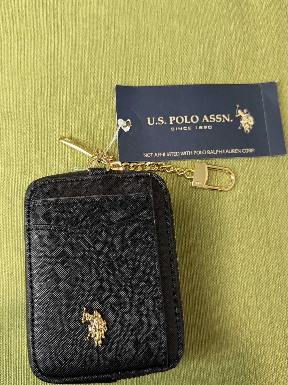 U.S. Polo Assn. Black Zip Card Holder Wallet with ID Window – New with Tags
